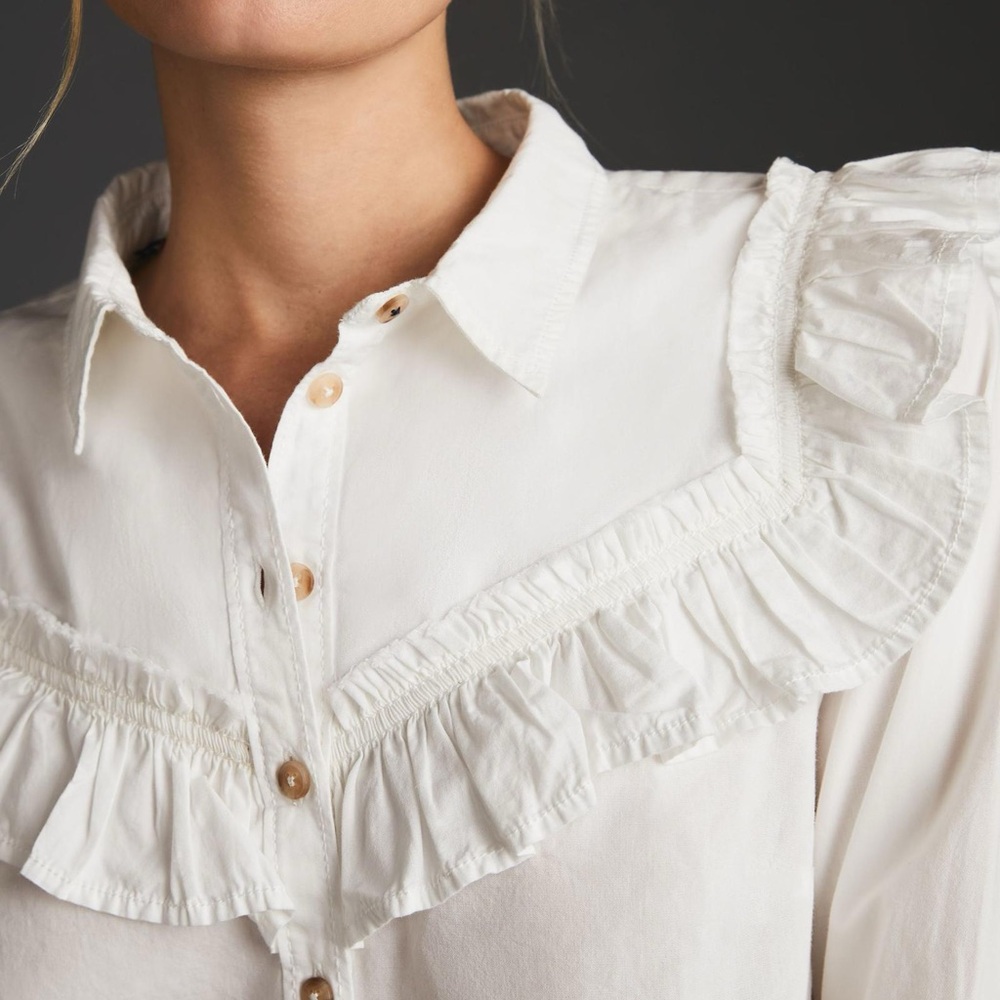 NWT Anthropologie Pilcro Ruffled Poplin Blouse